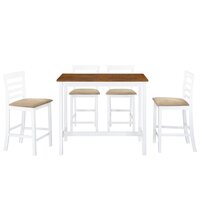 Bartafel- en barstoelenset massief hout bruin en wit 5-delig  2