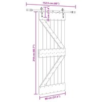 Schuifdeur NARVIK Naturel en Zwart 80 x 210 cm (152,5 cm) 8