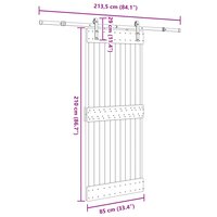 Schuifdeur NARVIK Naturel en Zwart 85 x 210 cm (213,5 cm) 8