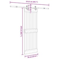 Schuifdeur NARVIK Naturel en Zwart 70 x 210 cm (213,5 cm) 8