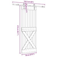 Schuifdeur NARVIK Naturel en Zwart 70 x 210 cm (152,5 cm) 8