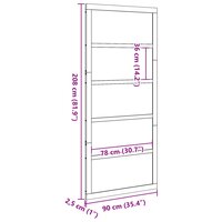 Schuifdeur Naturel 100 x 2,5 x 208 cm Massief grenenhout 11