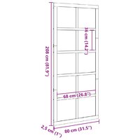 Schuifdeur Wasbruin 80 x 2,5 x 208 cm Massief grenenhout 11