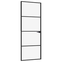 Binnendeur 76x201,5 cm gehard glas en aluminium smal zwart 2