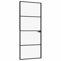 Binnendeur 83x201,5 cm gehard glas en aluminium smal zwart 2