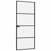 Binnendeur 83x201,5 cm gehard glas en aluminium smal zwart 4