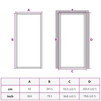 Binnendeur 93x201,5 cm gehard glas en aluminium smal zwart 9