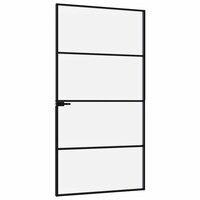 Binnendeur 102x201,5 cm gehard glas en aluminium smal zwart 4