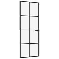 Binnendeur 76x201,5 cm gehard glas en aluminium smal zwart 2