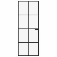 Binnendeur 76x201,5 cm gehard glas en aluminium smal zwart 3