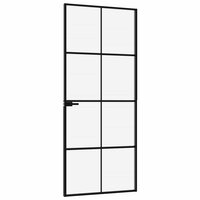 Binnendeur 83x201,5 cm gehard glas en aluminium smal zwart 4