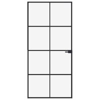 Binnendeur 93x201,5 cm gehard glas en aluminium smal zwart 3