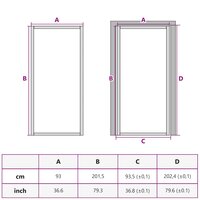 Binnendeur 93x201,5 cm gehard glas en aluminium smal zwart 9