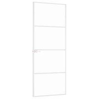 Binnendeur 76x201,5 cm gehard glas en aluminium smal wit 4