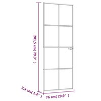 Binnendeur 76x201,5 cm gehard glas en aluminium smal wit 8