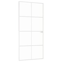Binnendeur 93x201,5 cm gehard glas en aluminium smal wit 2