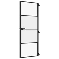 Binnendeur smal 76x201,5 cm gehard glas en aluminium zwart 2