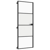 Binnendeur smal 76x201,5 cm gehard glas en aluminium zwart 4