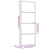 Binnendeur smal 76x201,5 cm gehard glas en aluminium zwart 9