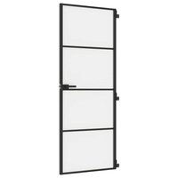 Binnendeur smal 76x201,5 cm gehard glas en aluminium zwart 2