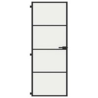 Binnendeur smal 76x201,5 cm gehard glas en aluminium zwart 3