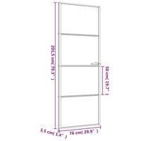Binnendeur smal 76x201,5 cm gehard glas en aluminium zwart 9