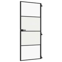 Binnendeur smal 83x201,5 cm gehard glas en aluminium zwart 2