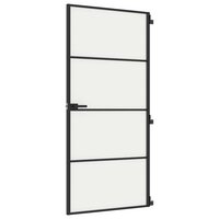 Binnendeur smal 93x201,5 cm gehard glas en aluminium zwart 2
