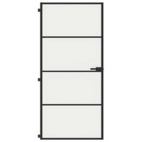 Binnendeur smal 93x201,5 cm gehard glas en aluminium zwart 3