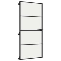 Binnendeur smal 93x201,5 cm gehard glas en aluminium zwart 4
