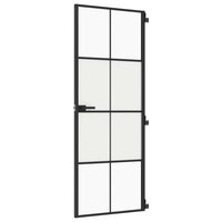 Binnendeur smal 76x201,5 cm gehard glas en aluminium zwart 2