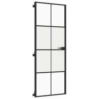 Binnendeur smal 76x201,5 cm gehard glas en aluminium zwart 4