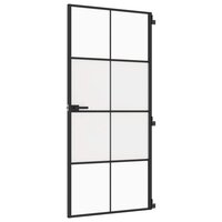 Binnendeur smal 93x201,5 cm gehard glas en aluminium zwart 2