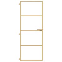 Binnendeur smal 76x201,5 cm gehard glas en aluminium goudkleur 3