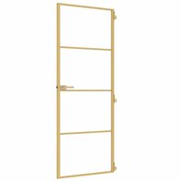 Binnendeur smal 76x201,5 cm gehard glas en aluminium goudkleur 4