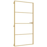 Binnendeur smal 102,5x201,5 cm gehard glas en aluminium goud 2