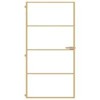 Binnendeur smal 102,5x201,5 cm gehard glas en aluminium goud 3