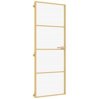 Binnendeur smal 76x201,5 cm gehard glas en aluminium goudkleur 2