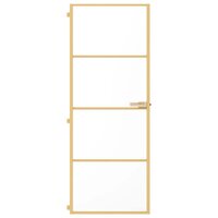 Binnendeur smal 76x201,5 cm gehard glas en aluminium goudkleur 3