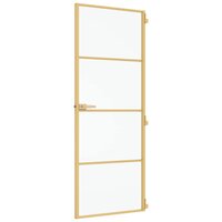 Binnendeur smal 76x201,5 cm gehard glas en aluminium goudkleur 4