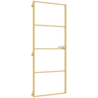 Binnendeur smal 83x201,5 cm gehard glas en aluminium goudkleur 2