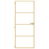 Binnendeur smal 83x201,5 cm gehard glas en aluminium goudkleur 3