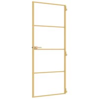 Binnendeur smal 83x201,5 cm gehard glas en aluminium goudkleur 4