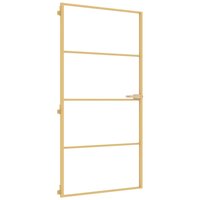 Binnendeur smal 102,5x201,5 cm gehard glas en aluminium goud 2