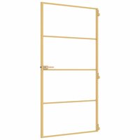 Binnendeur smal 102,5x201,5 cm gehard glas en aluminium goud 4