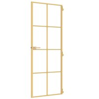 Binnendeur smal 76x201,5 cm gehard glas en aluminium goudkleur 4