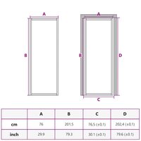 Binnendeur smal 76x201,5 cm gehard glas en aluminium goudkleur 10