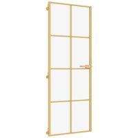 Binnendeur smal 76x201,5 cm gehard glas en aluminium goudkleur 2
