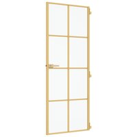 Binnendeur smal 76x201,5 cm gehard glas en aluminium goudkleur 4