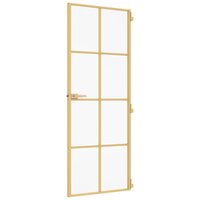 Binnendeur smal 83x201,5 cm gehard glas en aluminium goudkleur 4